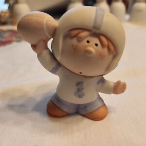 Bumkins Football Player Figurine - Cream and Blue